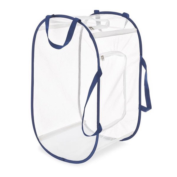 Whitmor Blue/White Fabric Collapsible Hamper 5588-7485-WNVY